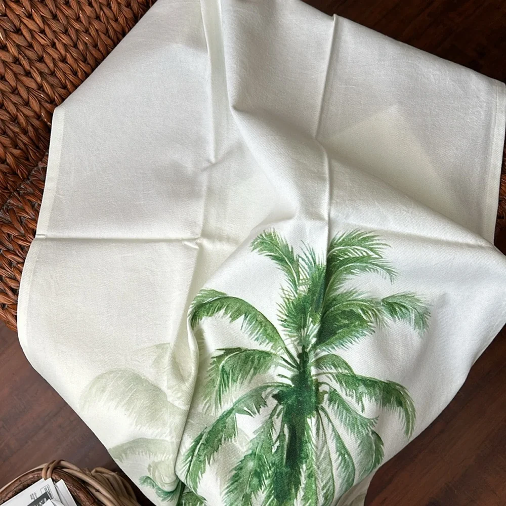 Pottery Barn vintage palm tree kitchen towels set/2